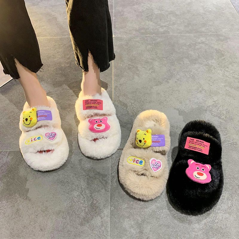 Dép Bông Đi Trong Nhà Đế Dày Chống Trượt Hình Hoạt Hình Dễ Thương Cho Nữ