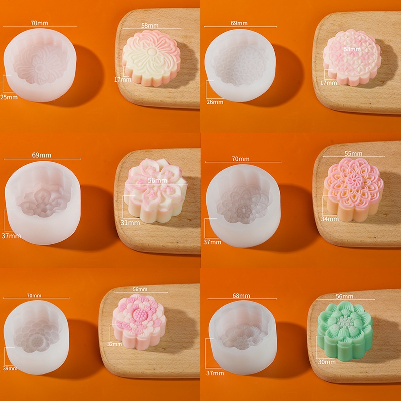 Khuôn Silicone Làm Bánh Trung Thu Hình Tròn / Bông Hoa / Trái Dứa