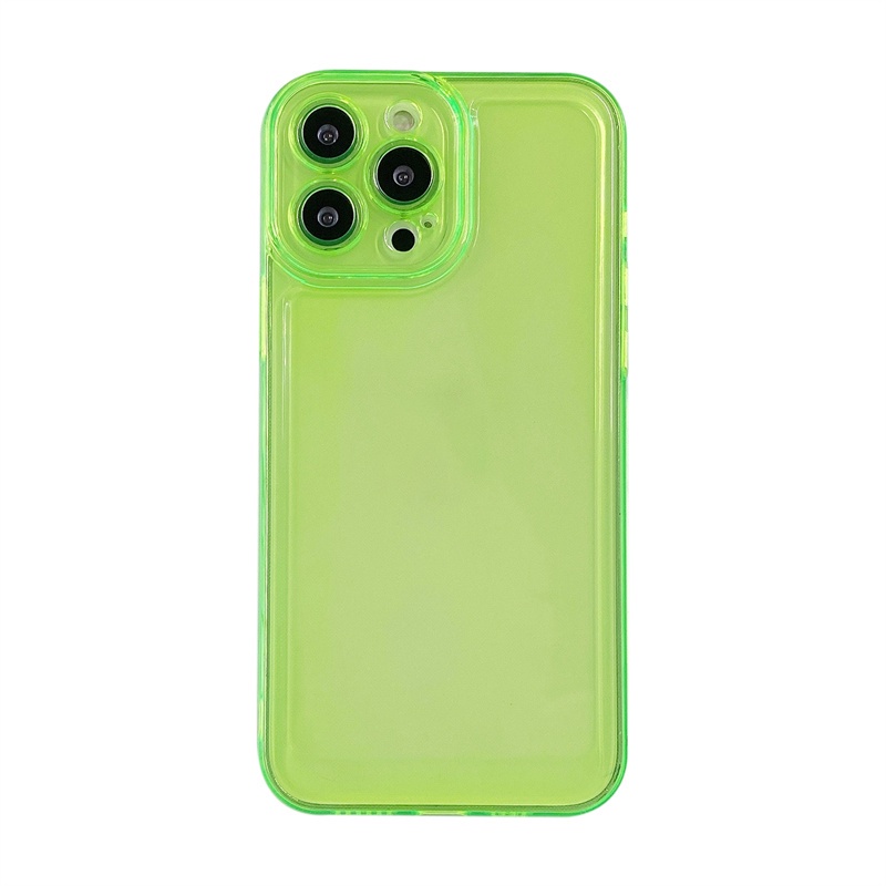 Ốp Điện Thoại Mềm Dẻo Trong Suốt Màu Xanh Lá Dạ Quang Đơn Giản Chống Sốc Cho iPhone 11 11Pro 11promax