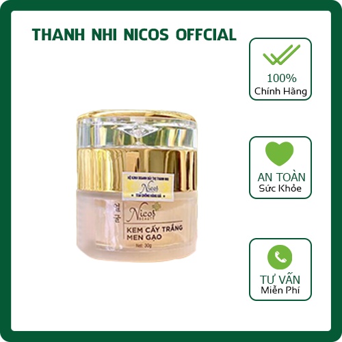 Kem Mặt Cấy Trắng Men Gạo Thanh Nhi - Nicos