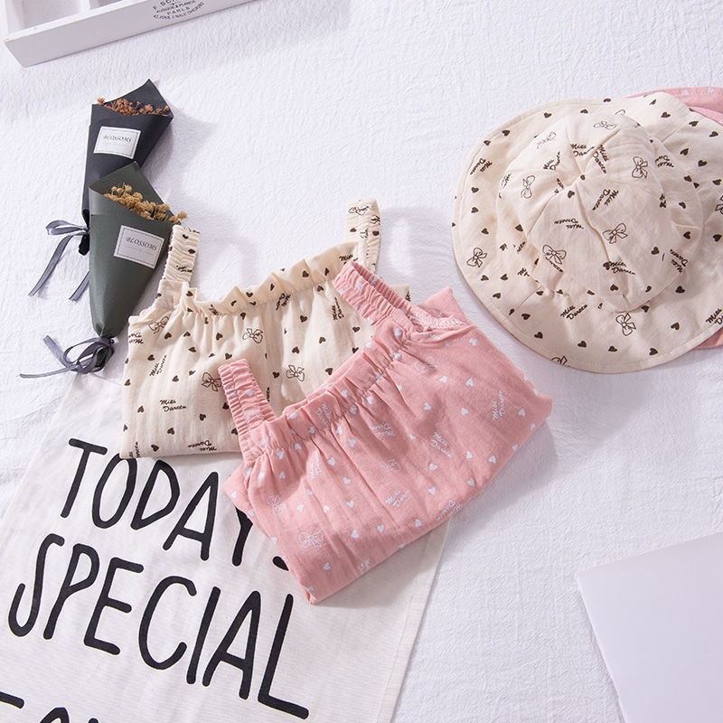 Bộ Áo Liền Quần Không Tay Kèm Mũ In Hoa Thời Trang Mùa Hè Cho Bé