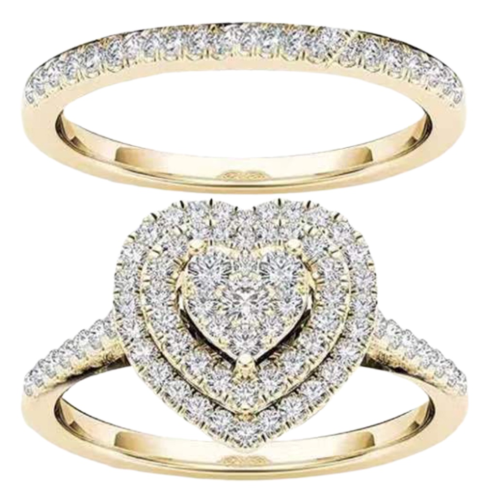 Nhẫn Mạ Bạc Trang Trí Hình Trái Tim Đính Đá Thời Trang Cho Nữ