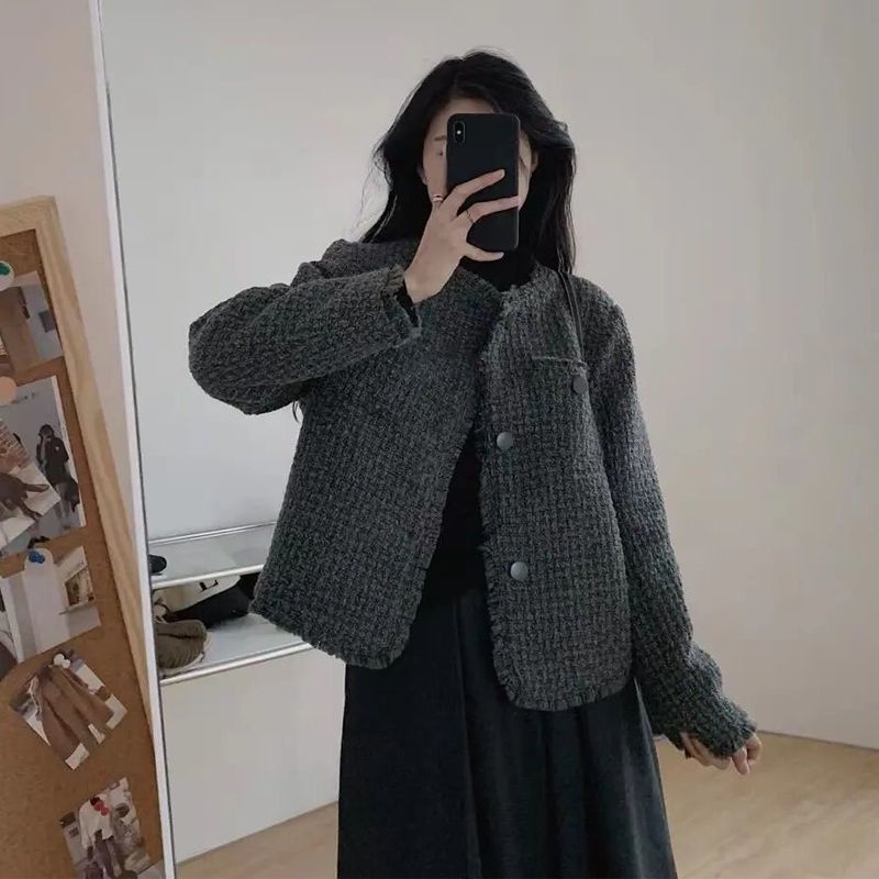 [Spot] Áo Khoác Vải tweed Mỏng Dáng Rộng Thời Trang Xuân Thu Hàn Quốc Dễ Phối Đồ Cho Nữ Xiaoxiangfeng