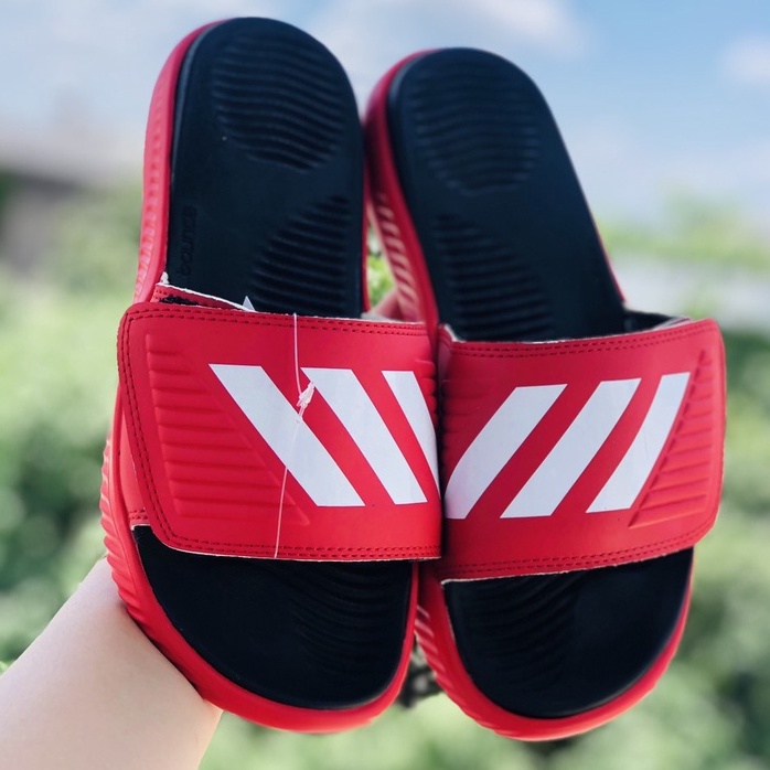 Dép Alphabounce adidas ♥️FREESHIP +hộp♥️ quai ngang nam nữ màu đỏ 3 sọc trắng chất xịn 1-1