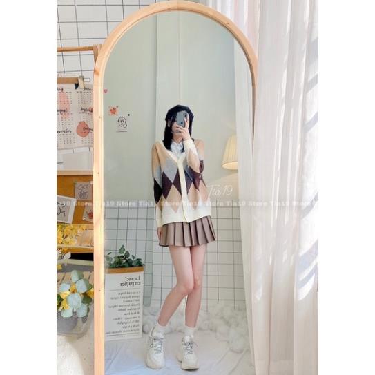 Áo cardigan len kẻ viền ulzzang Tia19 . Áo khoác len kẻ trám vintage ( Ảnh thật) | BigBuy360 - bigbuy360.vn