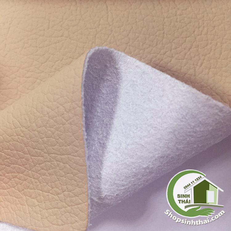 Vải da simili PVC - vải PU giả da -  màu kem đậm có vân