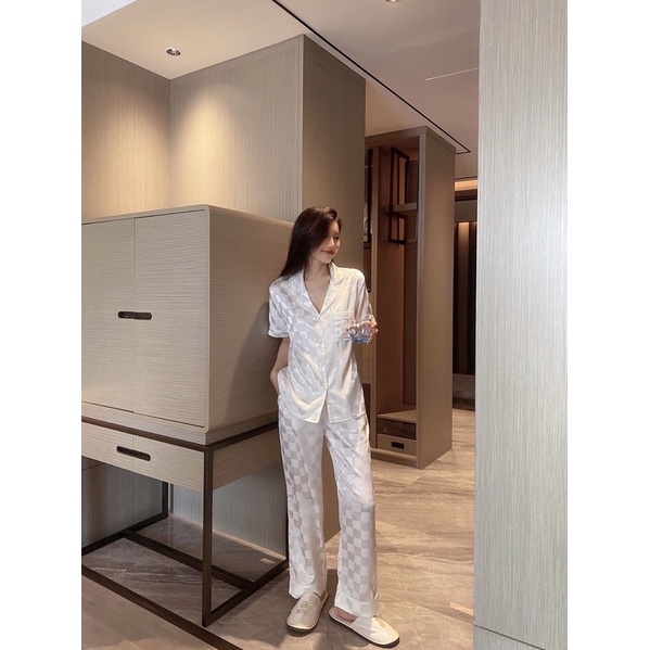 Bộ Pijama Lụa Ô Hàng Thiết Kế Cao Cấp Mặc Nhà Sang đẹp