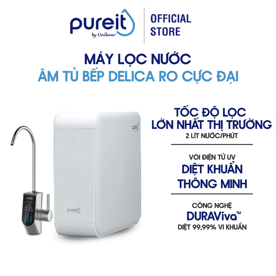 [25-27.12 TẶNG BÀN CHẢI ĐIỆN P/S | MIỄN PHÍ LẮP ĐẶT | BẢO HÀNH 24 THÁNG] Máy lọc nước Âm tủ bếp Pureit Delica UR5840