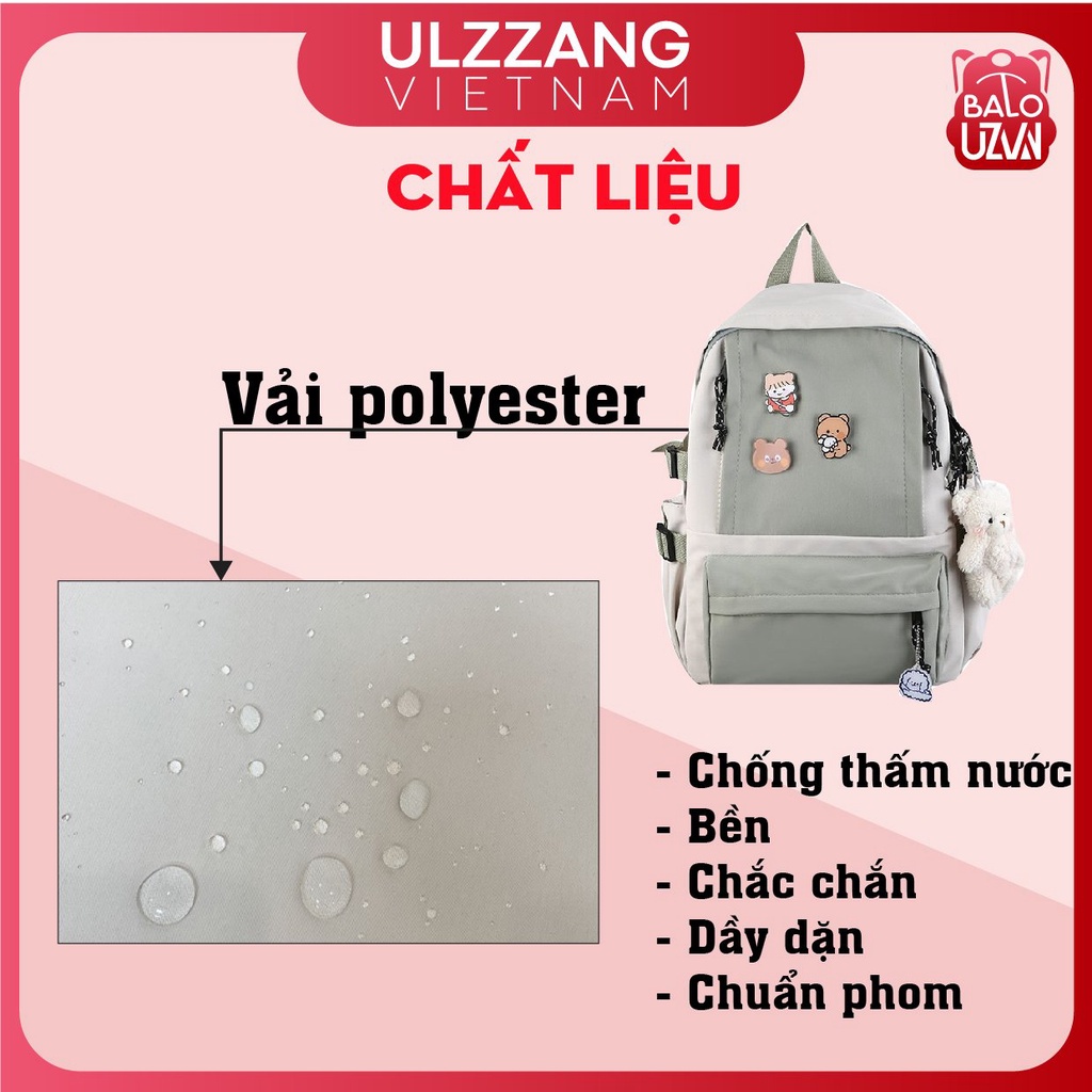 Balo nữ đi học phong cách Ulzzang Hàn Quốc với chất liệu chống nước phối màu dễ thương