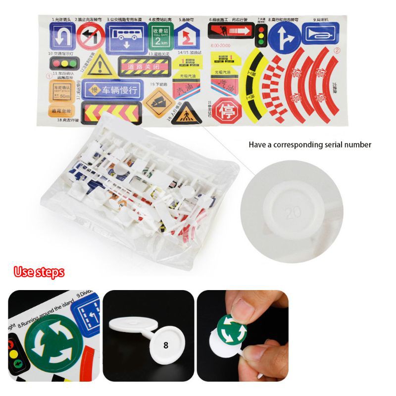 Bộ 56 đồ chơi biển báo giao thông DIY cho bé