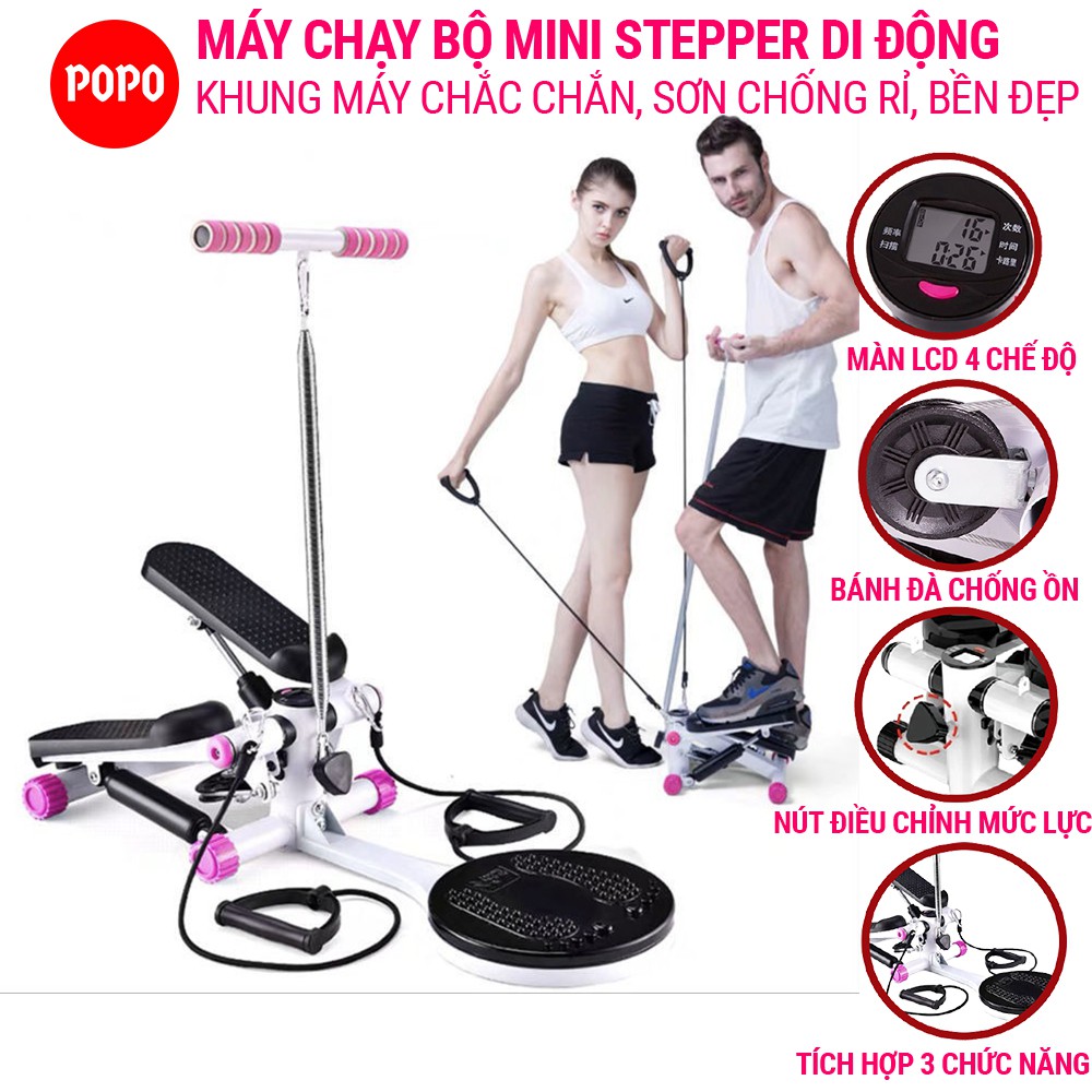 Máy đi bộ mini Stepper bản nâng cấp tiện lợi kết hợp giữa đạp chân và dây kéo tay YGW37 sơn thép chống rỉ, bền đẹp POPO