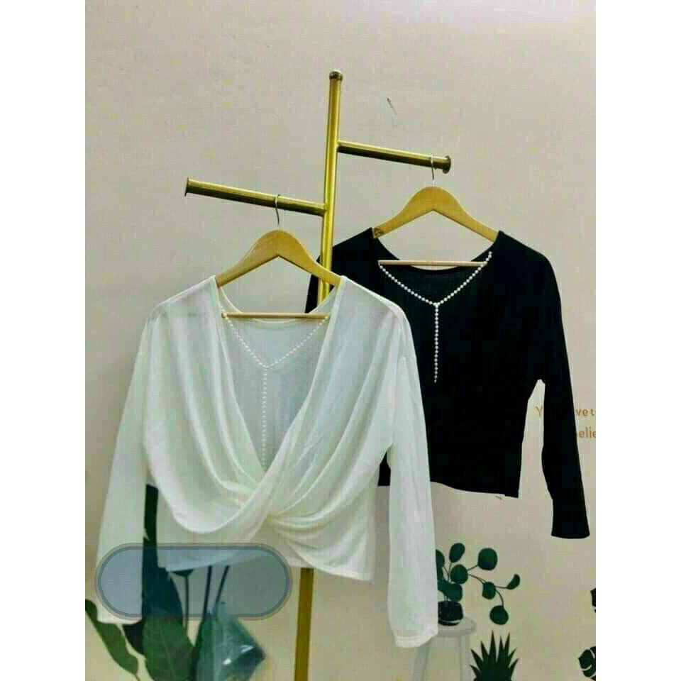 [HOT]ÁO KIỂU XOẮN LƯNG VỀ TRẮNG, ĐEN CO GIÃN YL81213