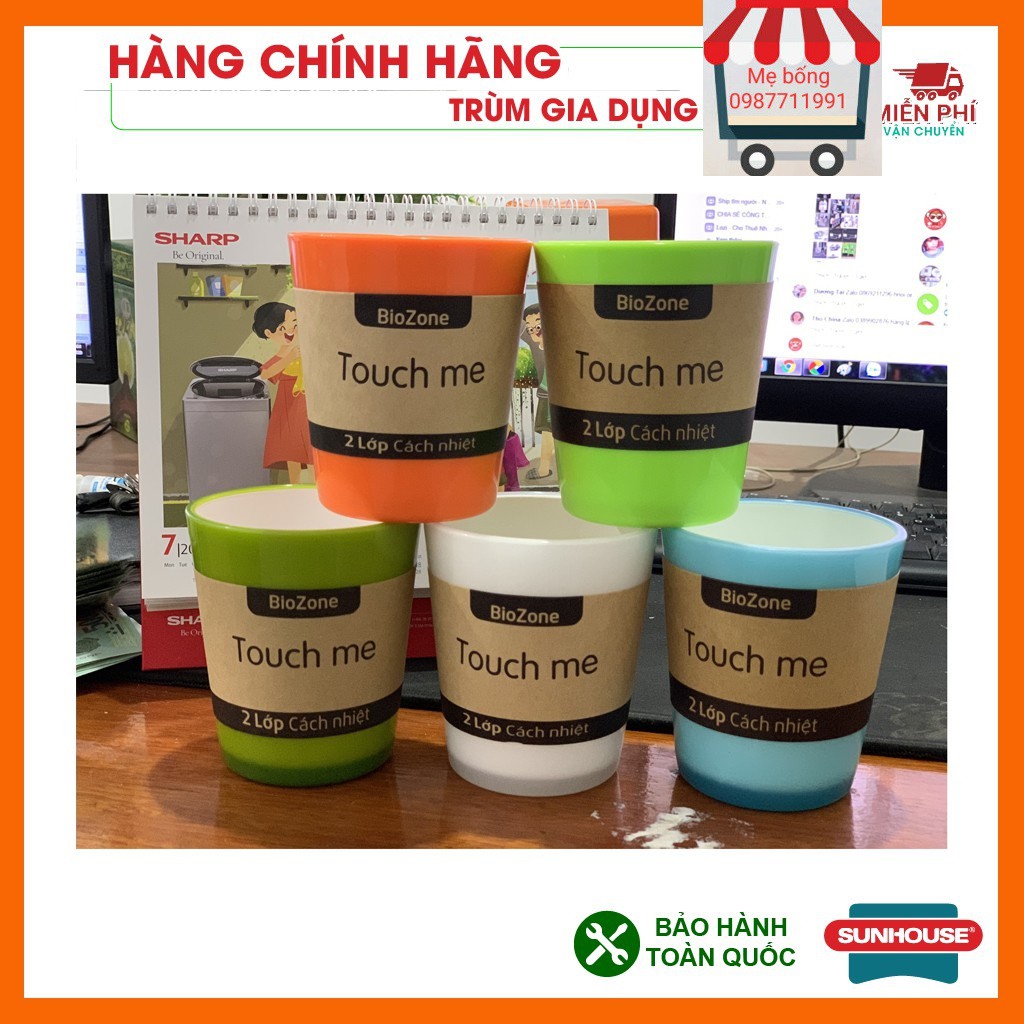Cốc uống nước chống nóng 2 lớp sunhouse 310ML, Cốc nhựa nguyên sinh,cốc đánh răng
