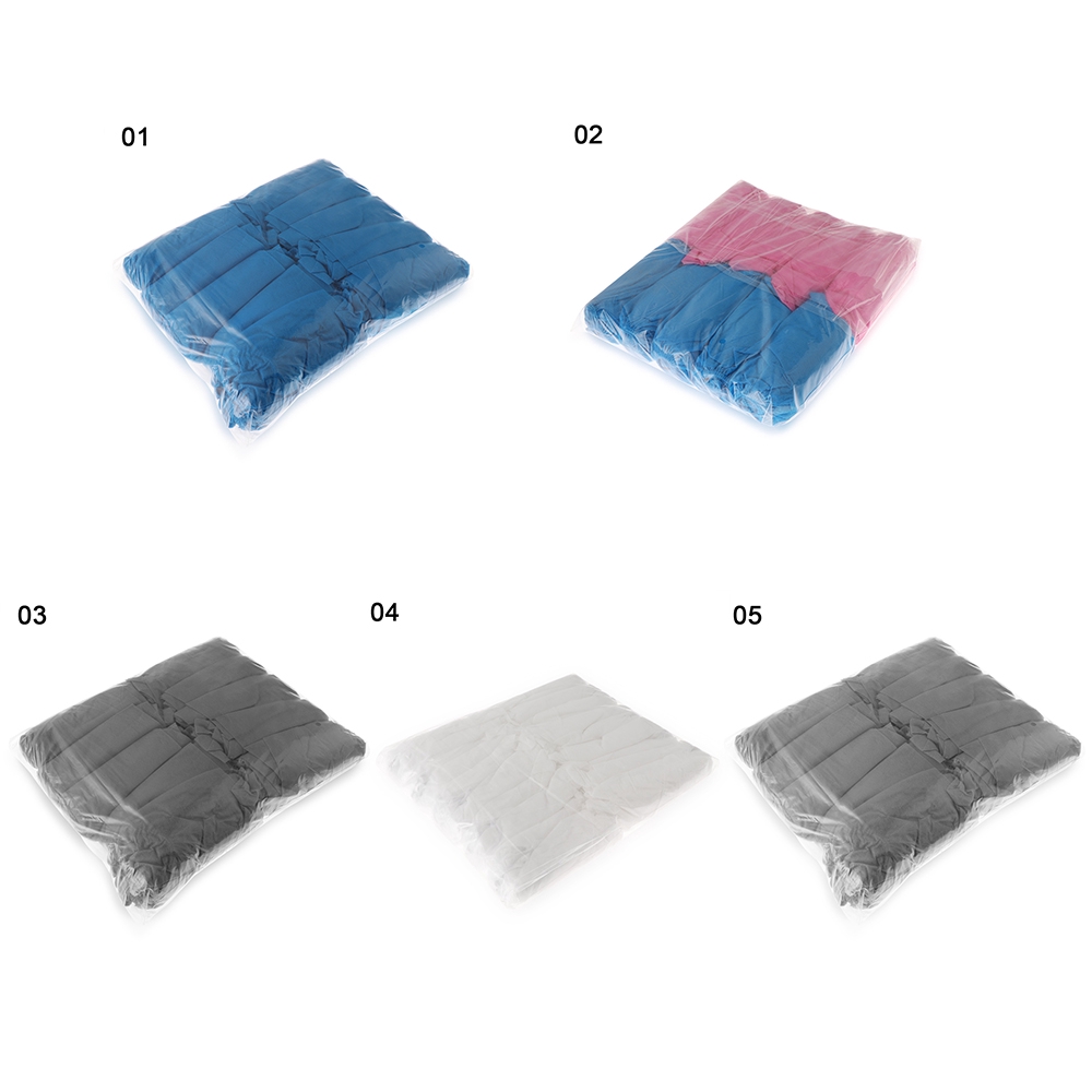 Set 100pcs Bọc Bảo Vệ Giày Bằng Vải Không Dệt Co Giãn Dùng Một Lần