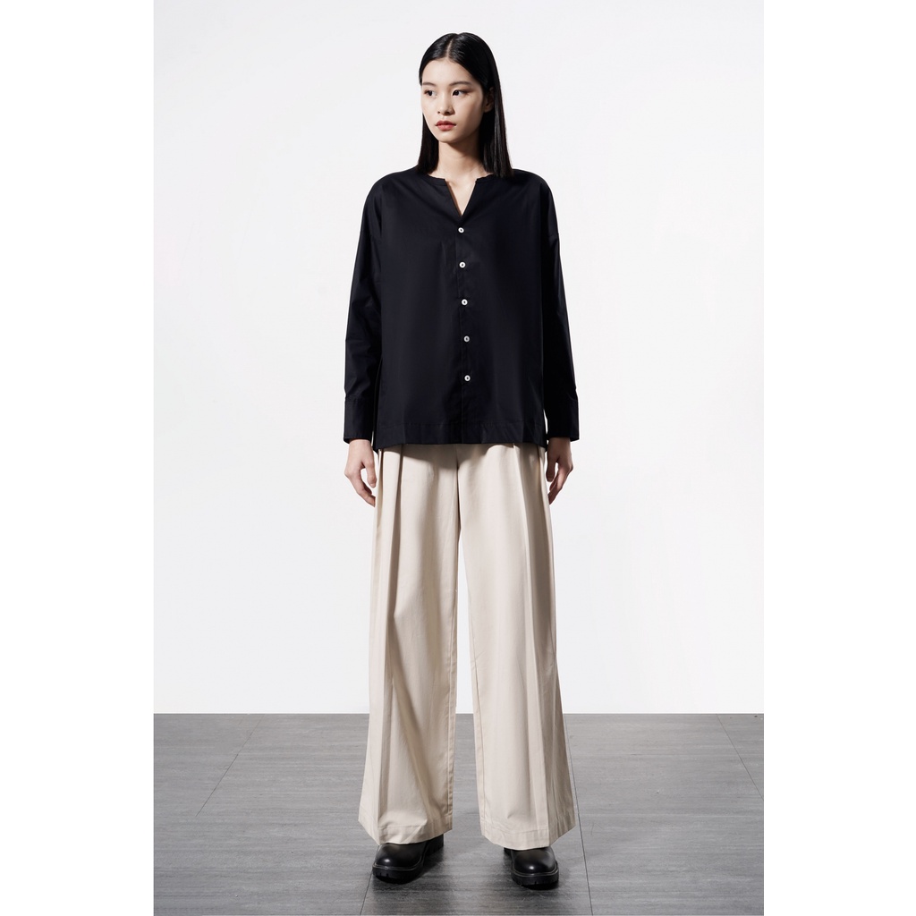 Áo Kiểu Nữ Tay Dài Trơn Xếp Ly Sau Form Loose - Routine 10S21SHLW015