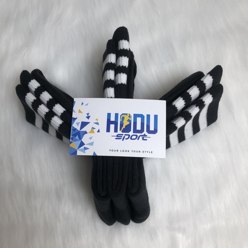 Bộ ba Tất vớ nam nữ Adidas họa tiết 3 sọc và Trefoil, tất cổ cao màu đen - HODU Sport