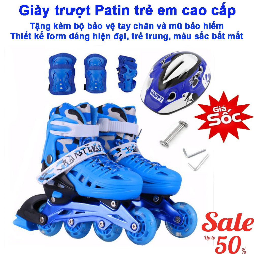 Mua Ba Tanh, Giày Trượt Patin Trẻ Em Cao Cấp Mẫu Mới PT-374 ( Tặng Kèm Bộ Bảo Vệ Tay Chân Và Mũ Bảo Hiểm )