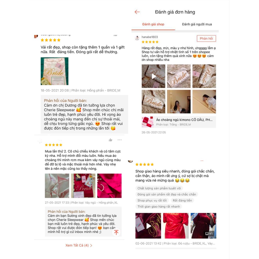 (Có sẵn) Áo choàng makeup kimono CÔ DÂU, PHỤ DÂU Chérie Sleepwear vải phi bóng trơn màu có chữ BRIDE và BRIDESMAID | BigBuy360 - bigbuy360.vn