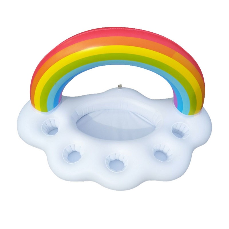 WMMB Party Inflatable Pool Floating Holder Rainbow Cloud Water Drink Holder Summer Cup Holder Inflatable Toy Beverage Float