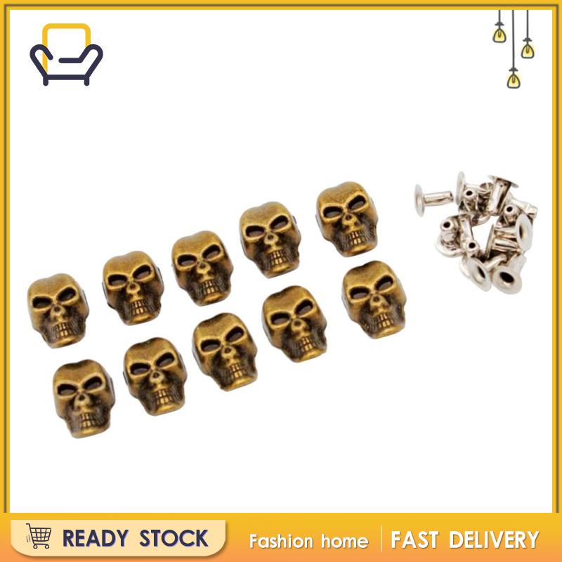 Set 10 Đinh Tán Kim Loại Hình Đầu Lâu Trang Trí Quần Áo / Túi Xách Happi2ness