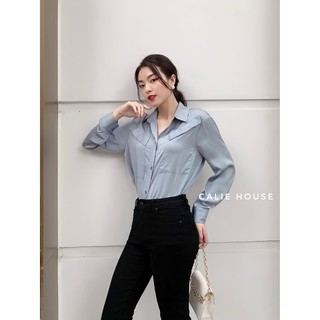 Áo sơ mi tơ túi cách điệu thời trang nữ Calie House  A140