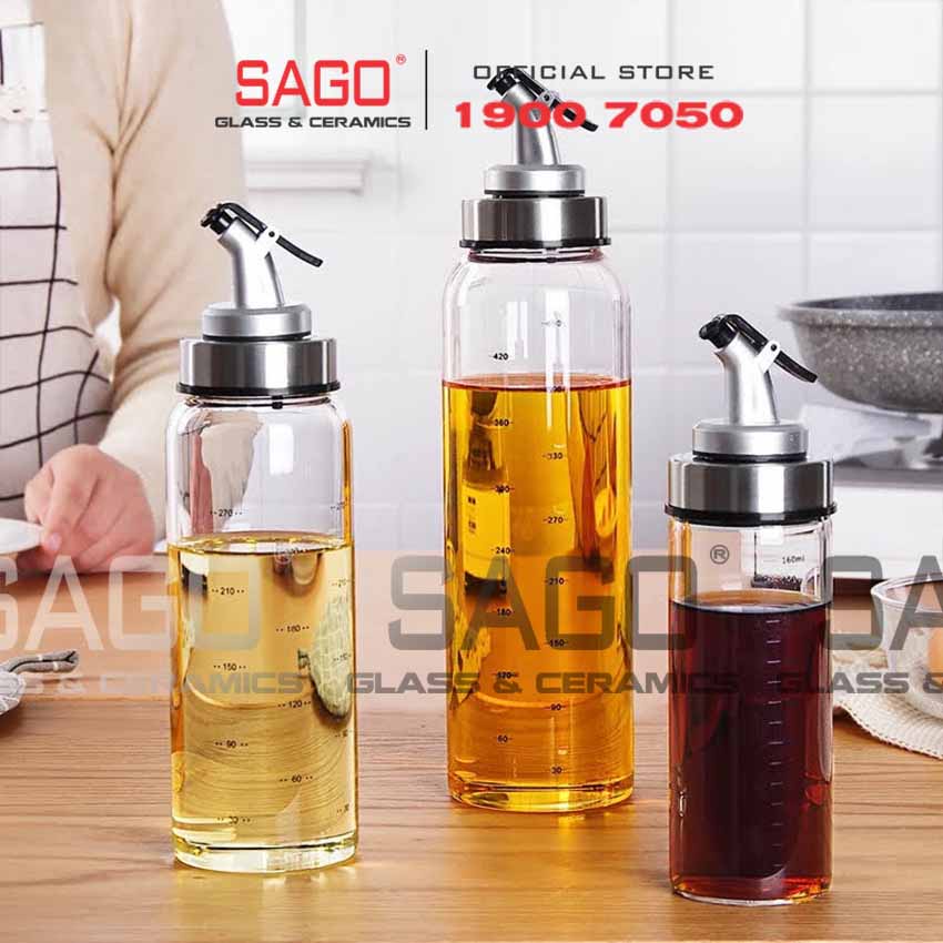 Chai Thủy Tinh Rót Dầu Có Chia Vạch 170ml | 300ml | 500ml , Tùy Chọn Dung Tích