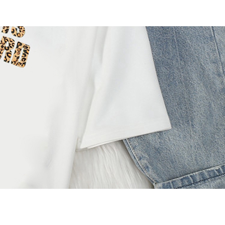 SUXI Áo thun nữ ngắn tay in hình phong cách Hàn Quốc