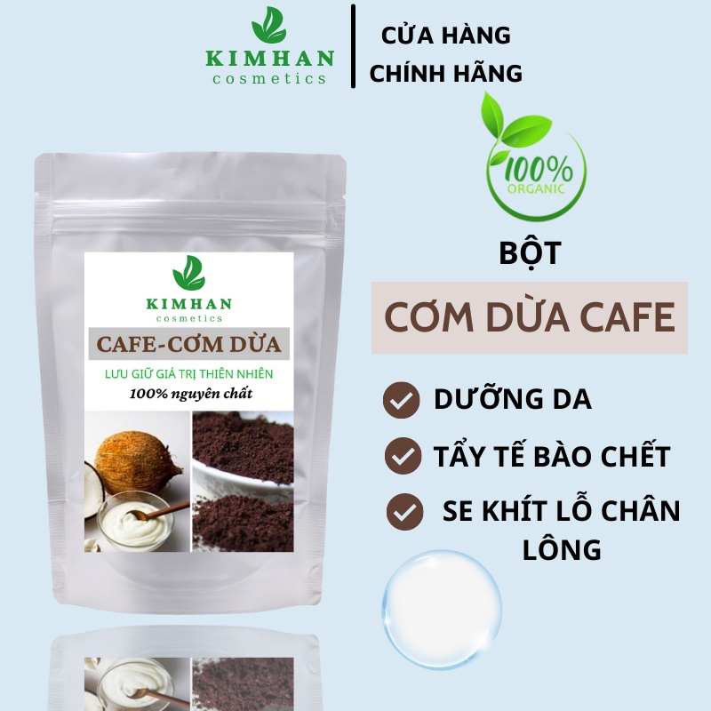 100gr Bột cơm dừa cafe hanmade tẩy da chết,trắng da