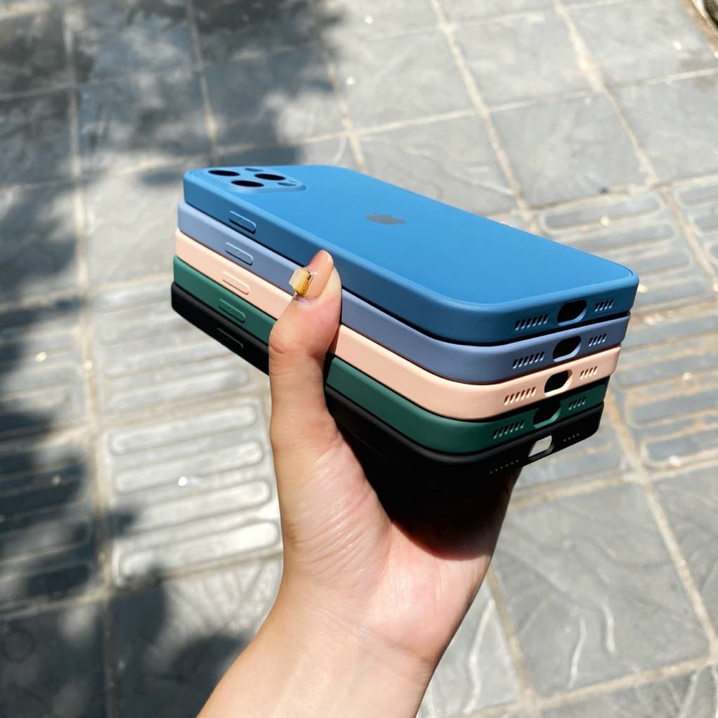 Ốp lưng kính nhám độ viền vuông chống xước tuyệt đối, chống vân tay cực đỉnh iPHONE 7P/X/XS/XSM11/11P/12/12 PRO MAX