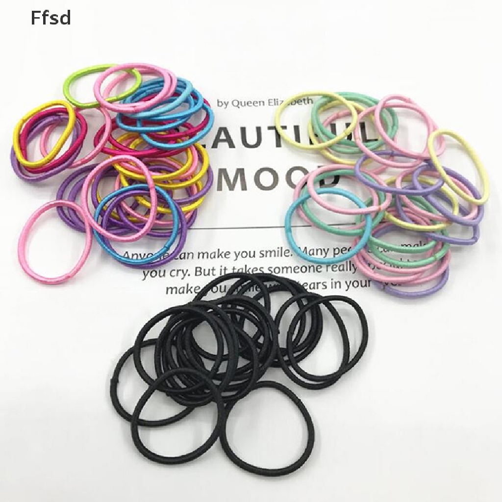 Set 100 Dây Buộc Tóc Nylon Co Giãn Nhiều Màu Sắc Cho Bé Gái