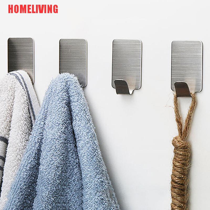 Set 6 Giá Đỡ Treo Đồ Hình Vuông Bằng Thép Không Gỉ Dán Tường / Cửa