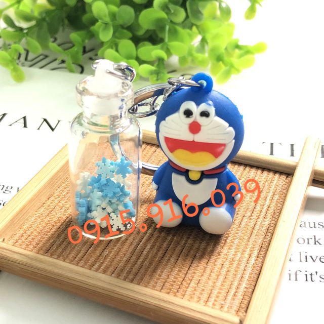 Móc khóa hoạt hình và lọ thủy tinh, móc khóa chai thủy tinh