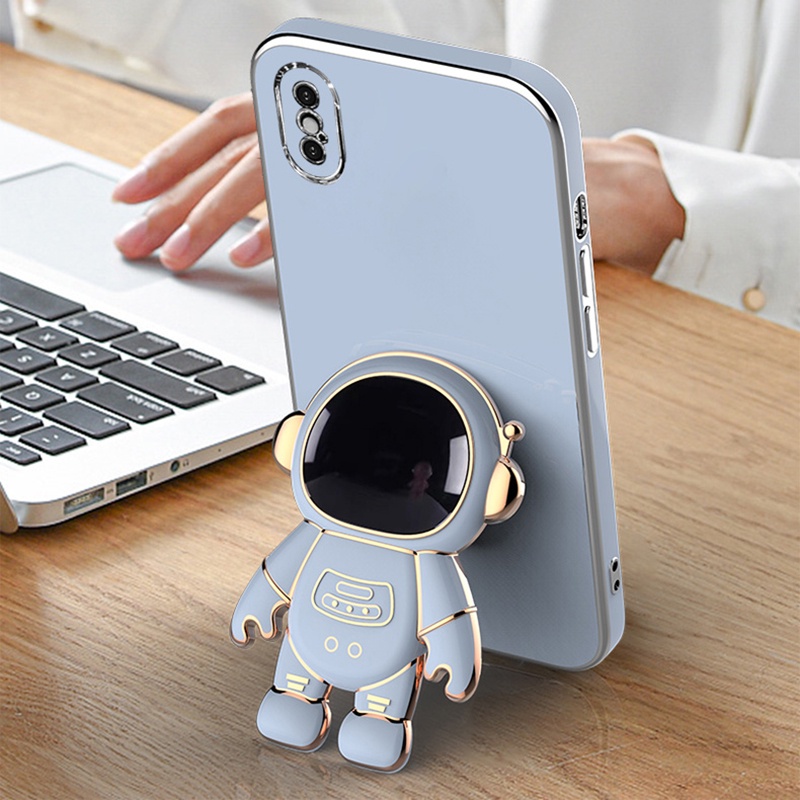 Ốp điện thoại KOOSUK dẻo họa tiết phi hành gia có giá đỡ thích hợp cho iPhone X XR XS Max 6 6S 7 8 Plus