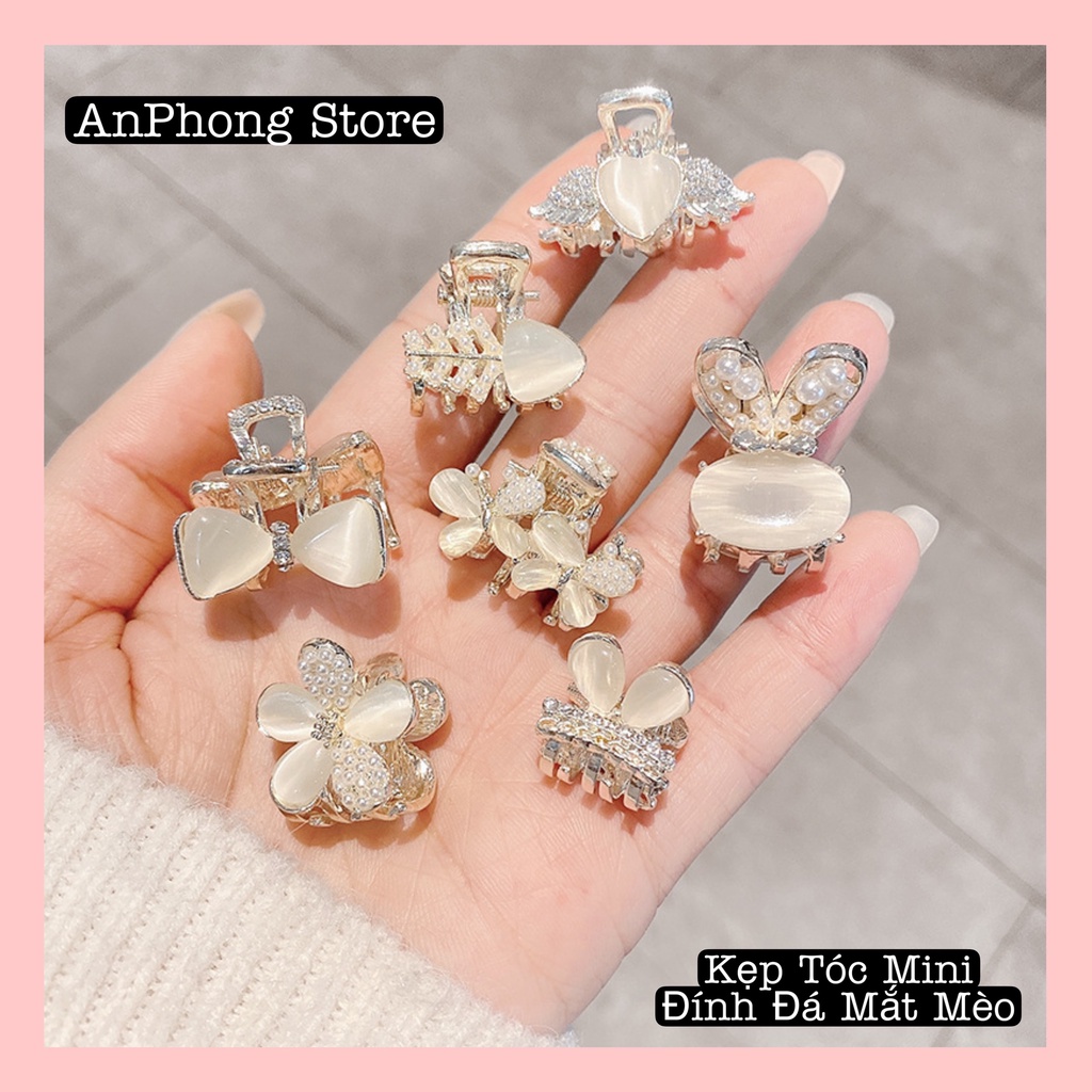[Mới] Set Kẹt Tóc Mái Mini Hợp Kim Đính Đá Mắt Mèo Cao Cấp Sang Trọng Phong Cách Hàn Quốc Thanh Lịch Mã Số Mona 035.