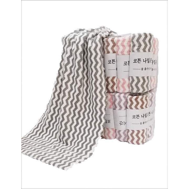 Khăn Mặt Lông Cừu Xuất Hàn Vân Kẻ Sọc