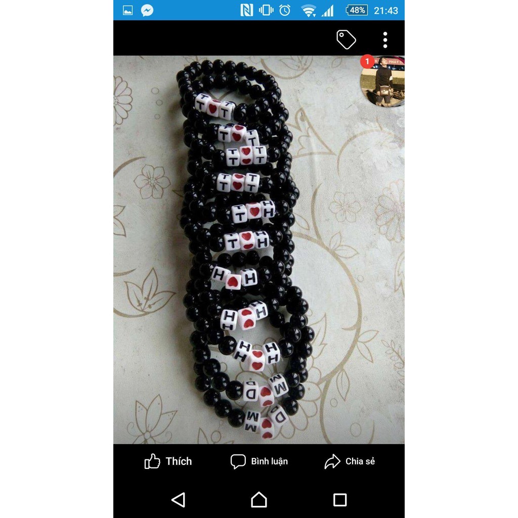 Vòng tay hạt ngọc đen mix chữ theo yêu cầu, vòng tay handmade xinh xắn- Sweet Dream Handmade