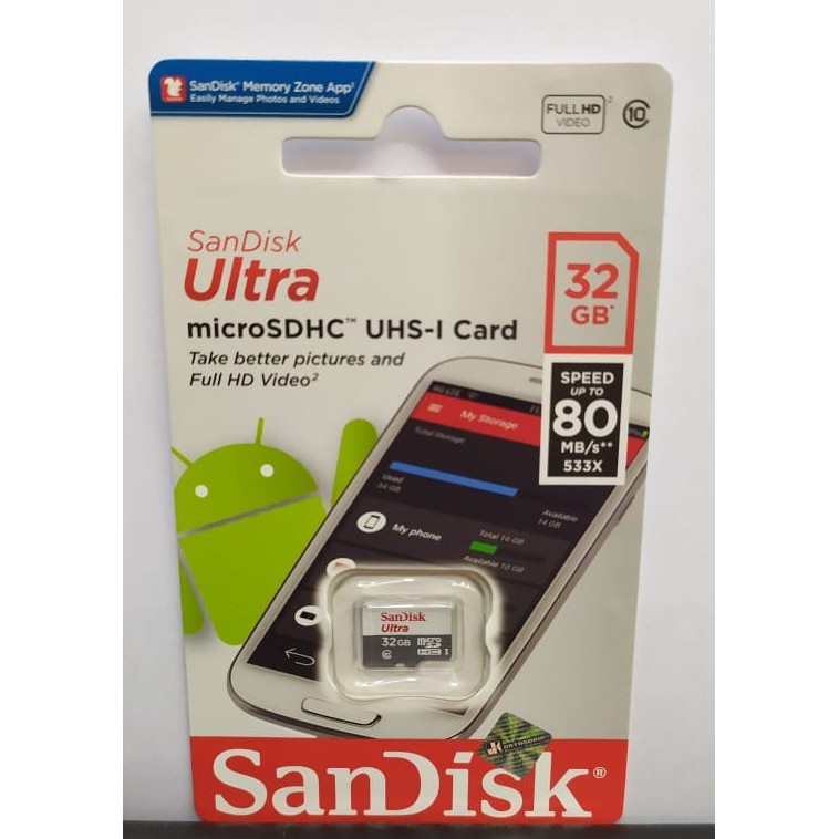 Thẻ Nhớ Sandisk Ultra Micro SD 32GB 80Mbps CLASS 10