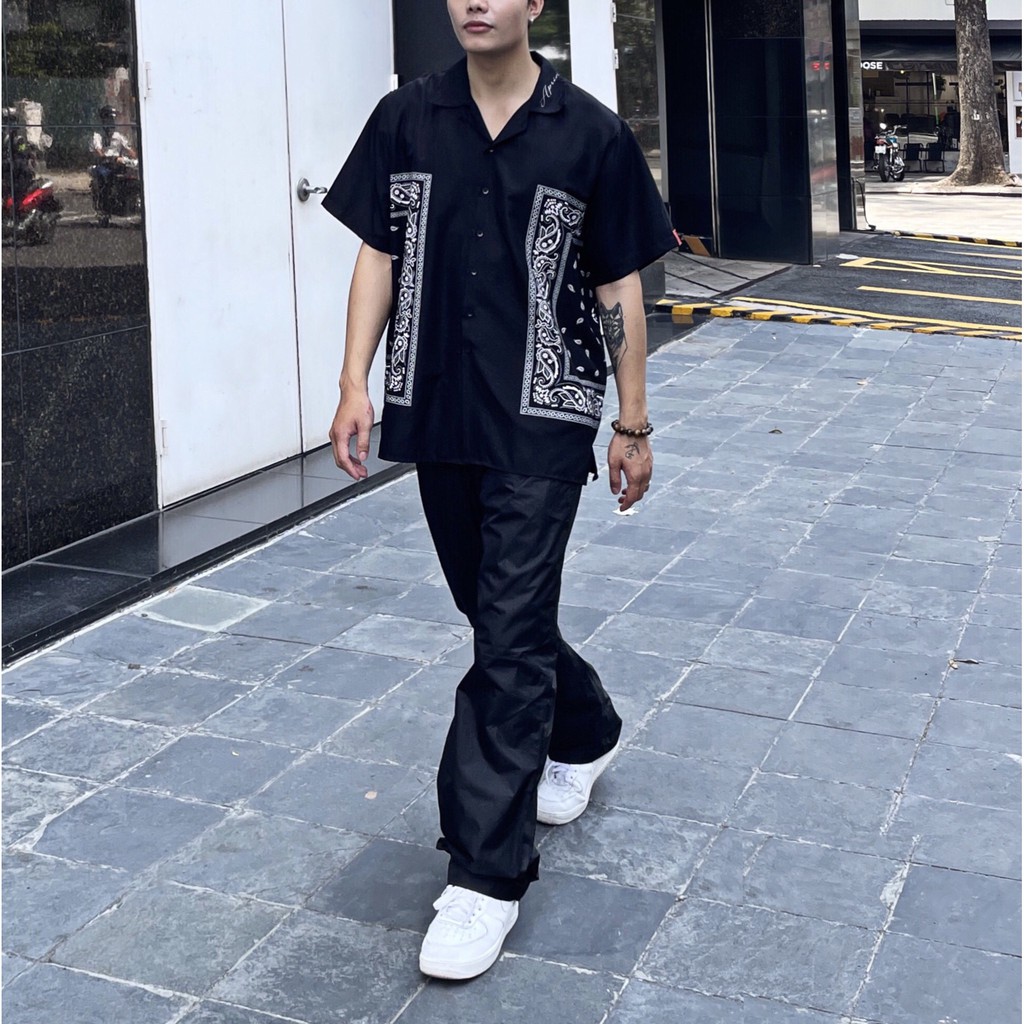 ÁO SƠ MI APRIDE HỌA TIẾT BANDANA - ĐEN | BigBuy360 - bigbuy360.vn