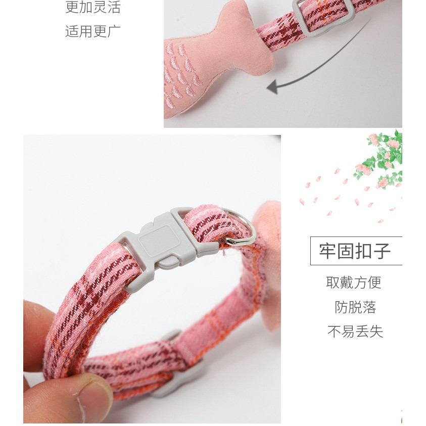 Vòng cổ thêu họa tiết hình chú cá xinh xắn cho thú cưng