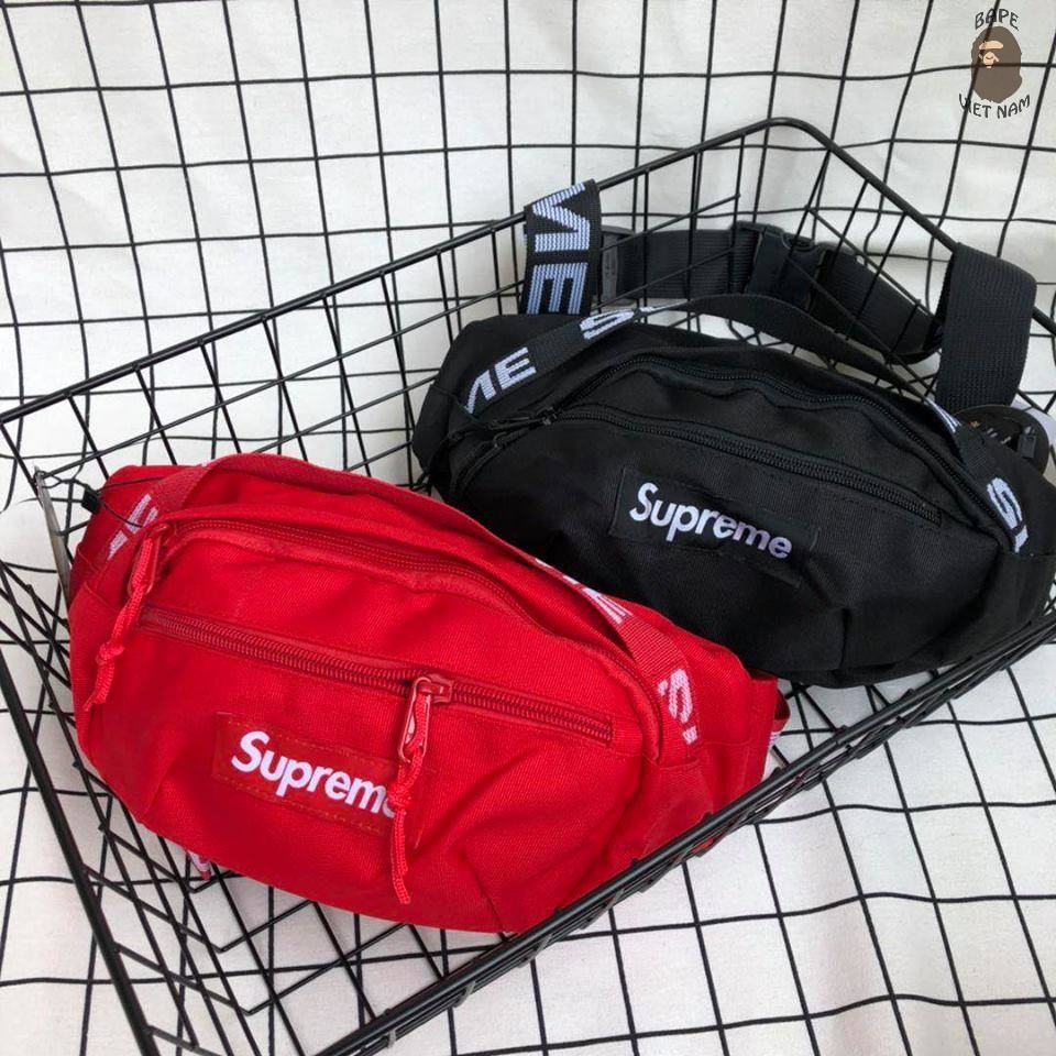 [Ảnh thật+FREESHIP] Túi Đeo Chéo Supreme, Túi Supreme Bao tử 2 màu Đen, Đỏ Waist Bags Bape VN