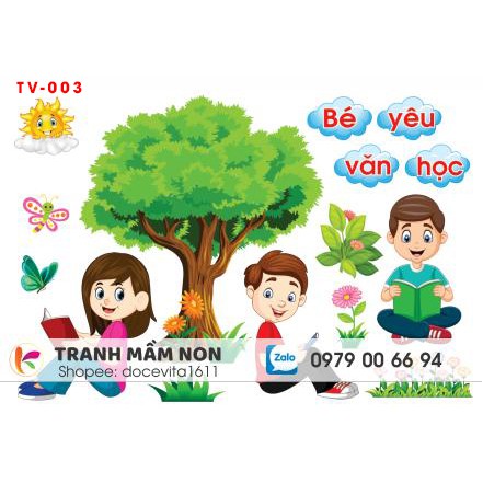 Decal mầm non- GÓC THƯ VIỆN khổ lớn 127x80