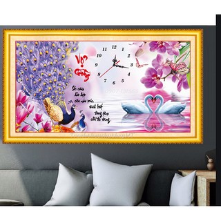 Tranh thêu chữ thập vợ chồng 65x38cm/ tranh đính đá vợ chồng kt 76x45 cm