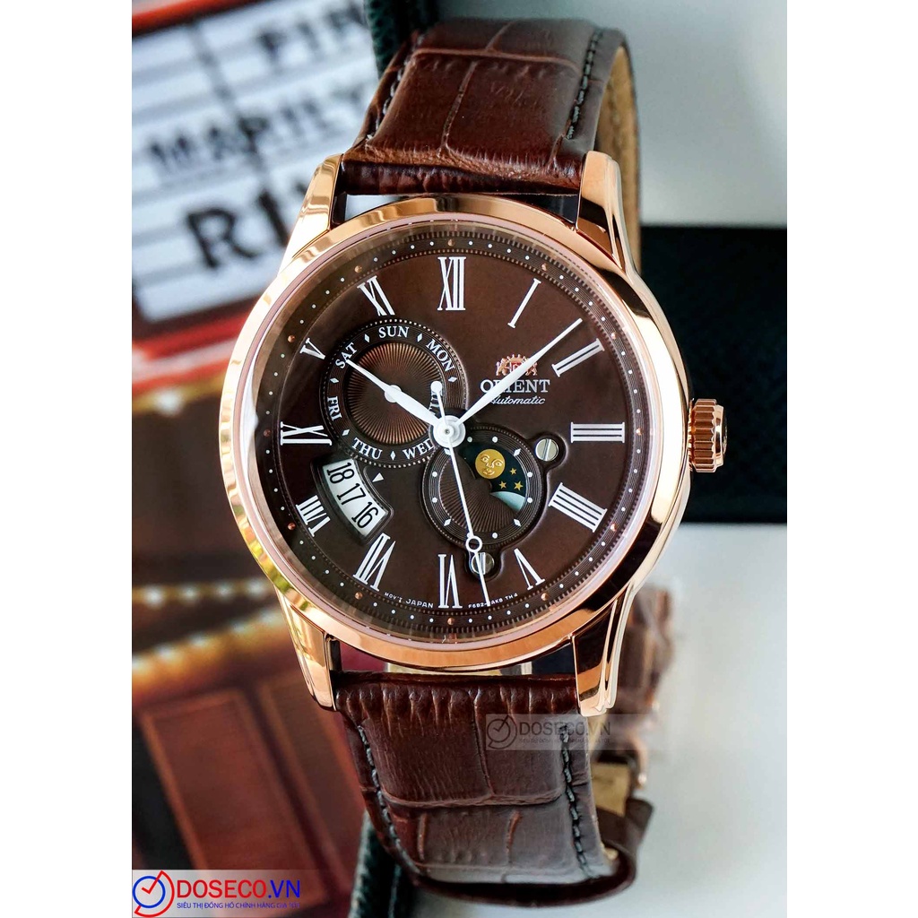 Đồng Hồ Nam Cơ Automatic Chính Hãng ORIENT SUN AND MOON GEN 3 2021 RA-AK0009T10B Dây Da Cao Cấp Kính Sapphire