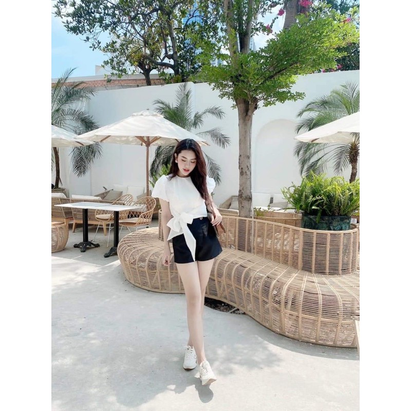 Áo tay phồng thắt nơ xinh xắn A323