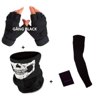 [ TRỢ GIÁ ] Combo đồ phượt Găng tay Black + KĐN(ngẫu nhiên) + Găng đi nắng( combo như ảnh)
