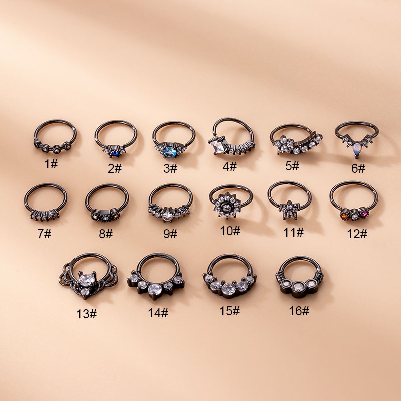 1 Khuyên Mũi Tròn Đen Đính Đá Zircon Thời Trang