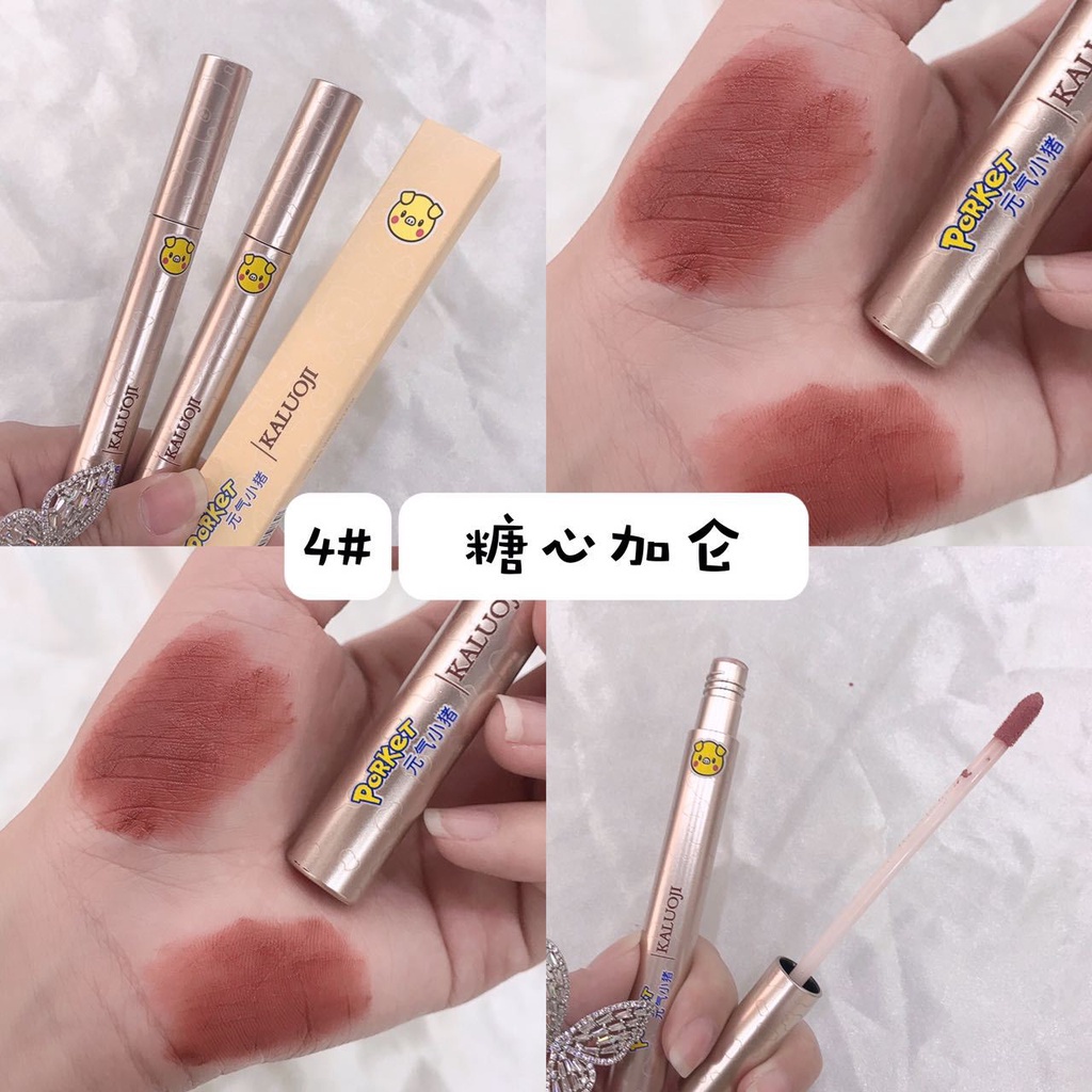 [Hàng mới về] Son kem Kaluoji màu lì chống nước lâu trôi hình chú heo dễ thương cho nữ