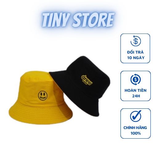 Mũ bucket 2 mặt Nón tai bèo vành tròn thêu hình DREW thời trang form unisex nam nữ