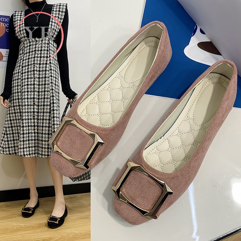 Giày Lười Da Lộn Plus Size 35-43 Cho Nữ