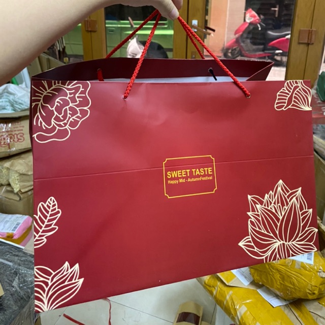 10 túi giấy đựng vừa bộ mica 6 bánh trung thu